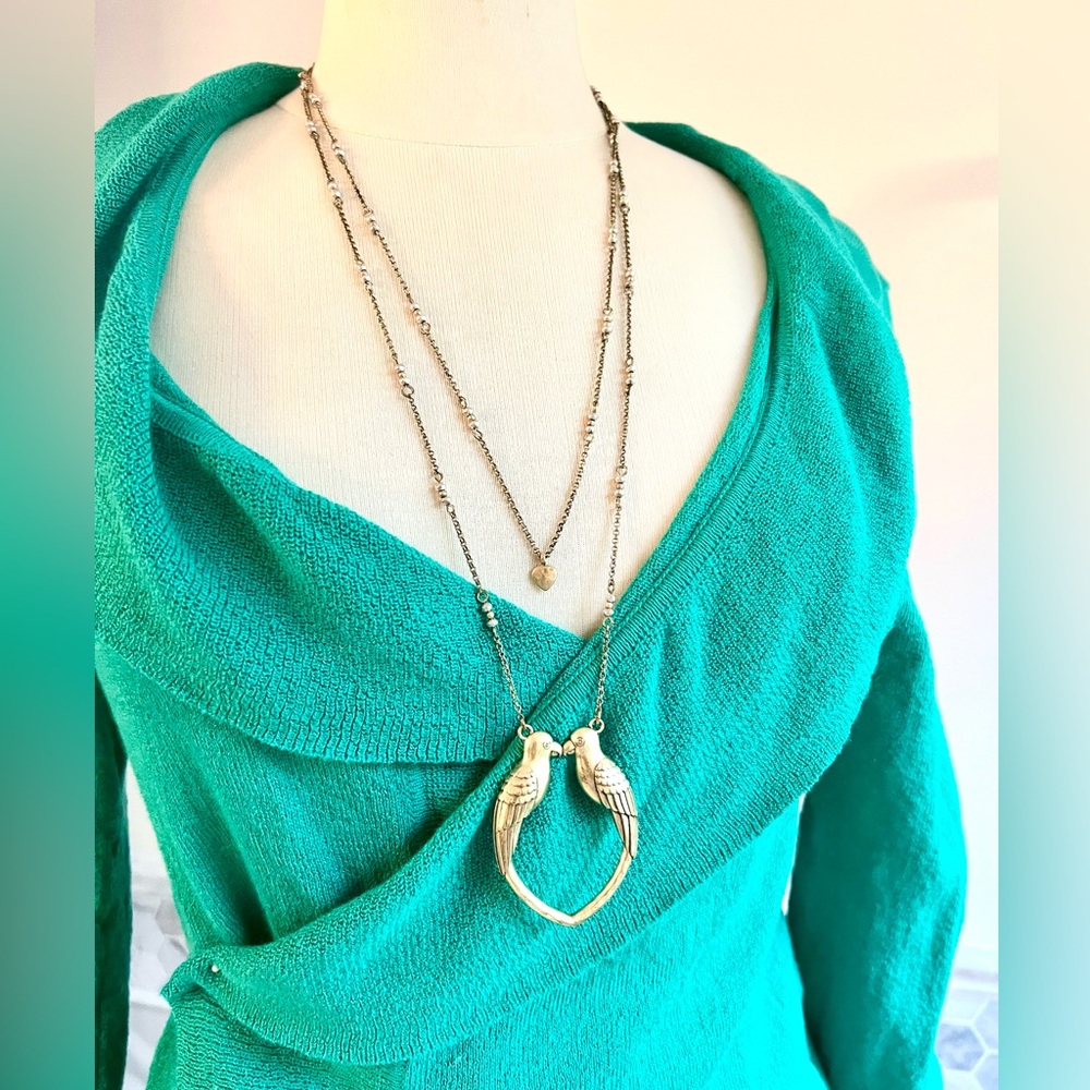Lucky Brand Love Birds Bronze Long Necklace